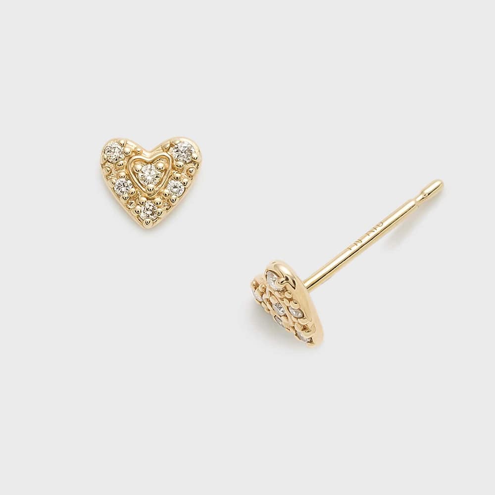 【Tiny Motif】K10ダイヤモンドハートピアス（0.03ct）