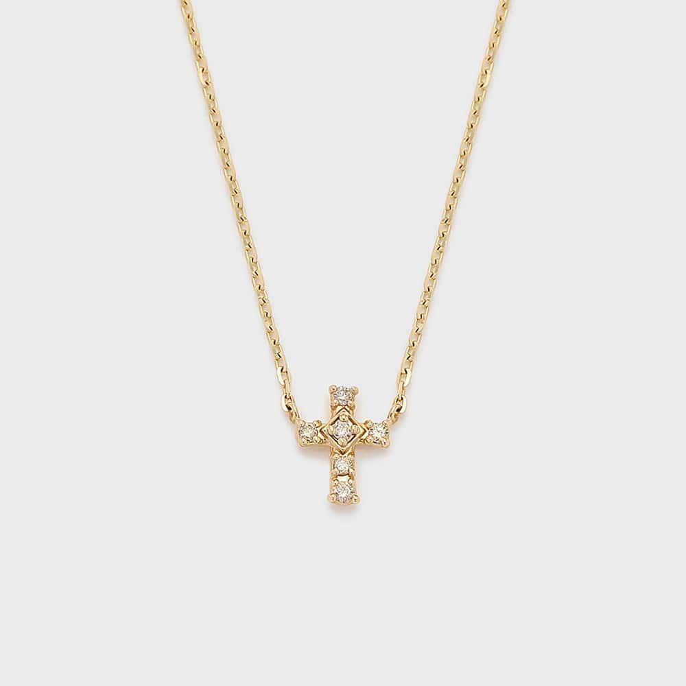 【Tiny Motif】K10ダイヤモンドクロスネックレス（0.02ct）